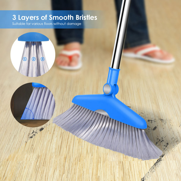 MASTHOME Adjustable Broom And Dustpan Set with Replaceable Head